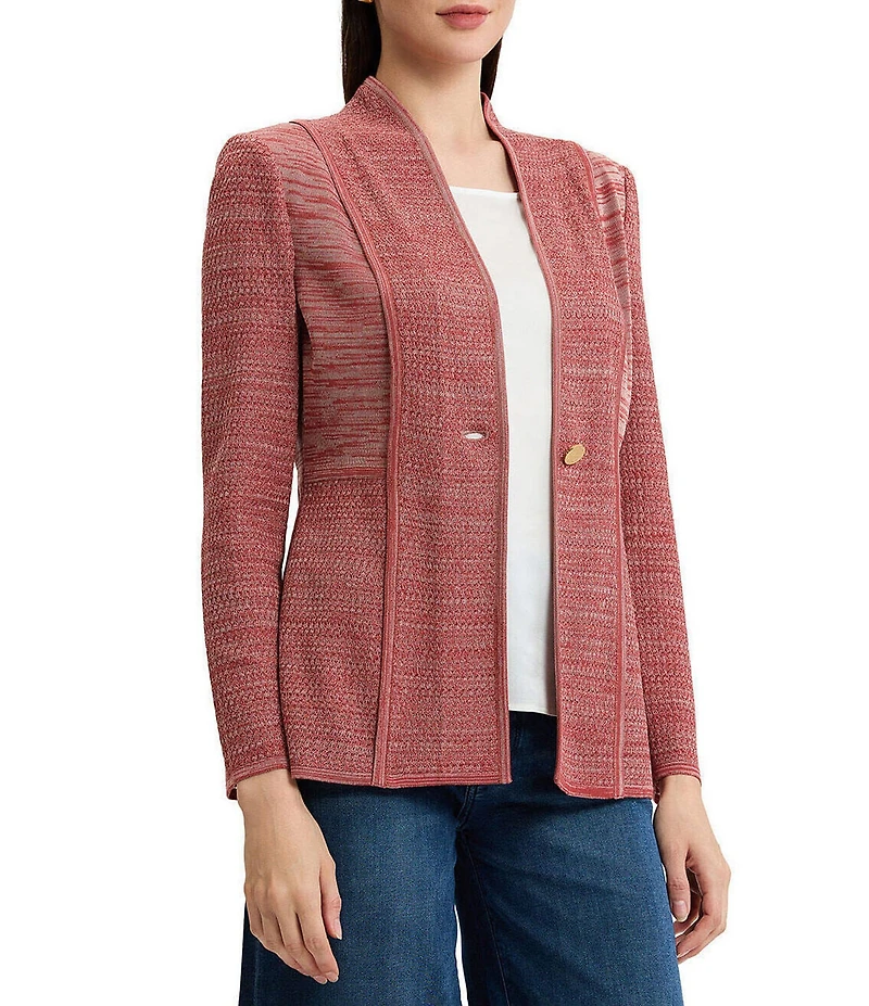 MISOOK Tailored Melange Knit Long Sleeve One Button-Front Jacket