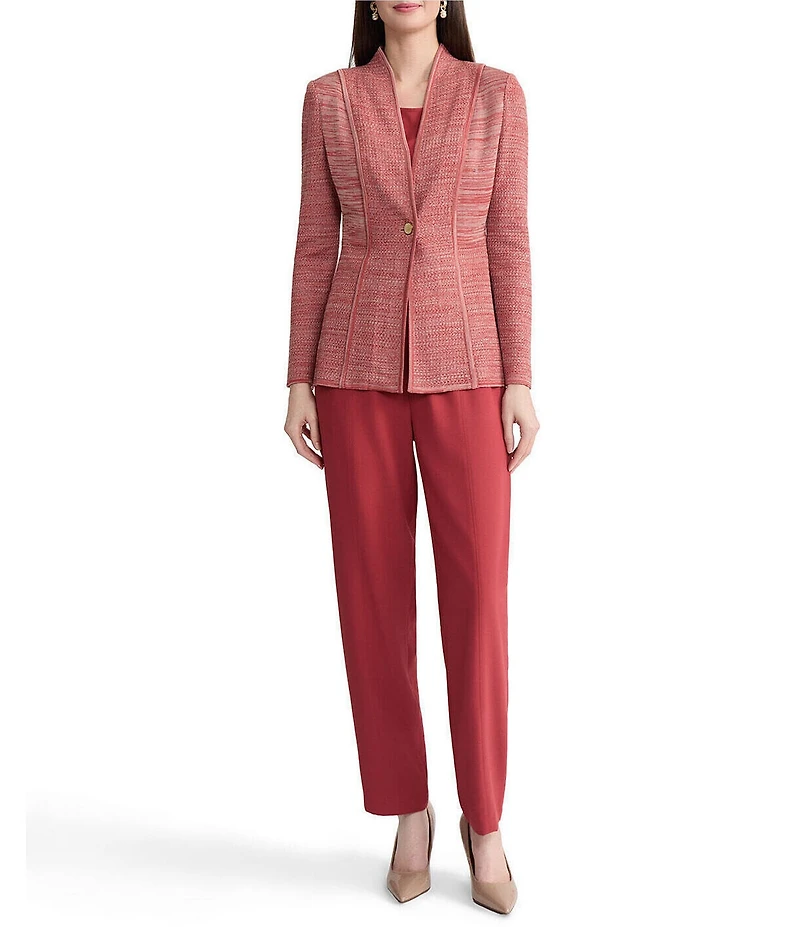 MISOOK Tailored Melange Knit Long Sleeve One Button-Front Jacket