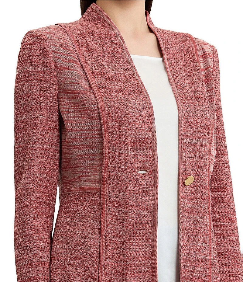MISOOK Tailored Melange Knit Long Sleeve One Button-Front Jacket
