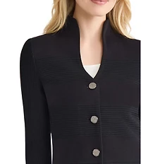 MISOOK Tailored Ottoman Stitch Knit Split Mandarin Collar Long Sleeve Jacket