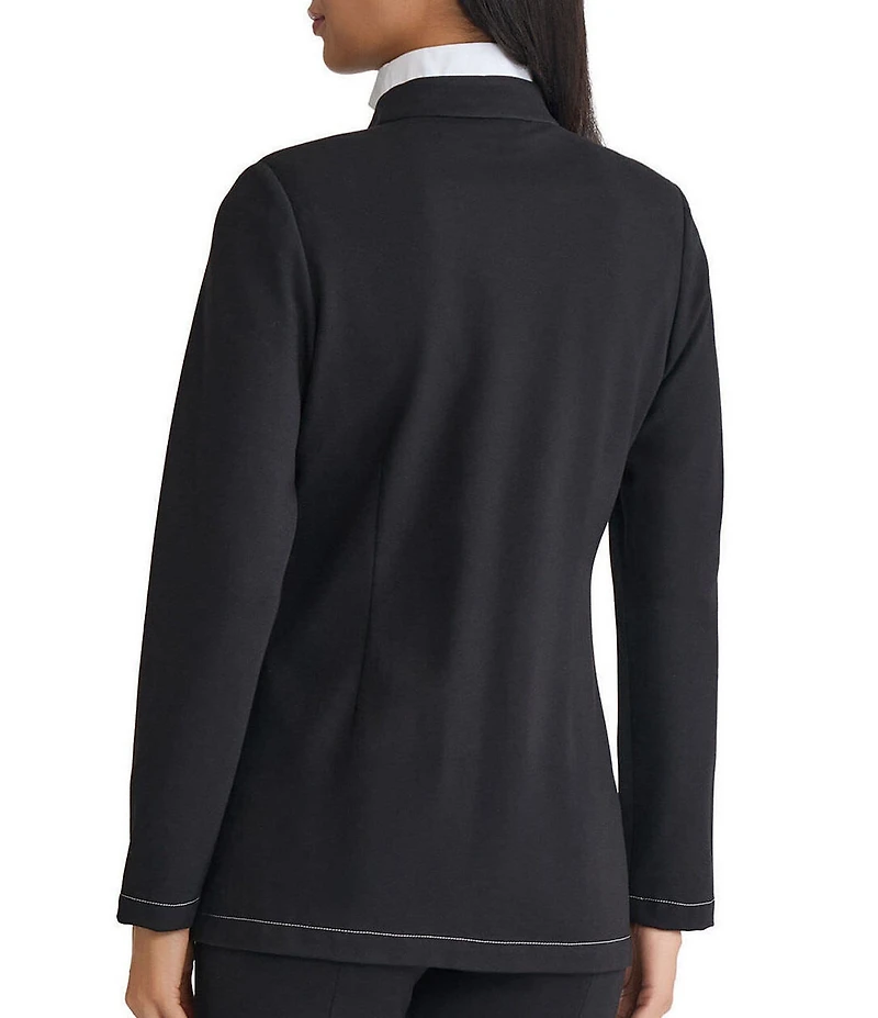 MISOOK Tailored Stretch Ponte Notch Collar Bracelet Sleeve Blazer