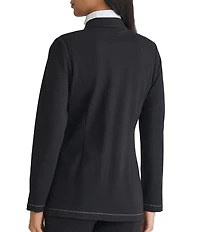 MISOOK Tailored Stretch Ponte Notch Collar Bracelet Sleeve Blazer