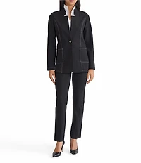 MISOOK Tailored Stretch Ponte Notch Collar Bracelet Sleeve Blazer