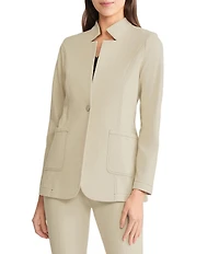 MISOOK Tailored Stretch Ponte Notch Collar Bracelet Sleeve Blazer