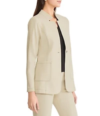MISOOK Tailored Stretch Ponte Notch Collar Bracelet Sleeve Blazer
