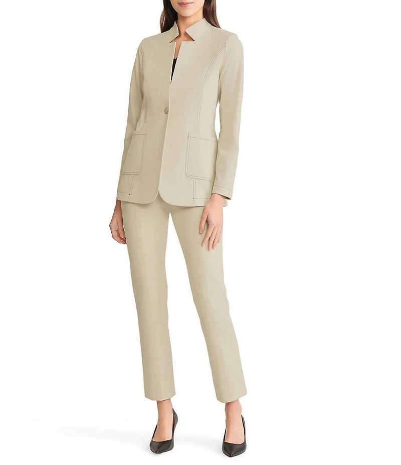 MISOOK Tailored Stretch Ponte Notch Collar Bracelet Sleeve Blazer