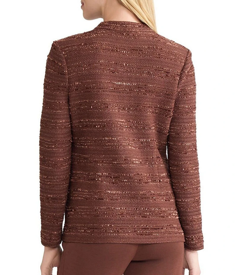 MISOOK Tailored Tonal Ribbon Knit Funnel Neck Long Sleeve Jacket