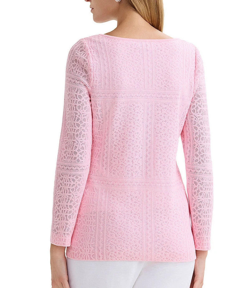 MISOOK Tonal Burnout Soft Knit Boat Neck Long Sleeve Tunic