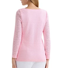 MISOOK Tonal Burnout Soft Knit Boat Neck Long Sleeve Tunic