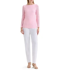 MISOOK Tonal Burnout Soft Knit Boat Neck Long Sleeve Tunic