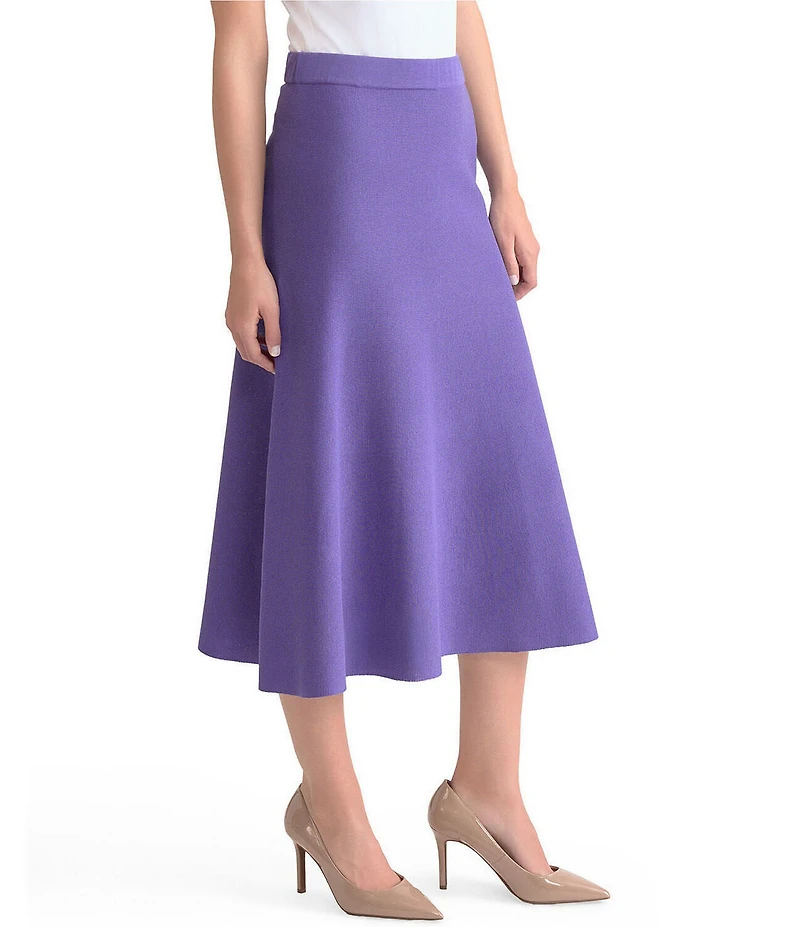 MISOOK Tonal Knit Elastic Waist A-Line Midi Skirt
