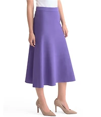 MISOOK Tonal Knit Elastic Waist A-Line Midi Skirt