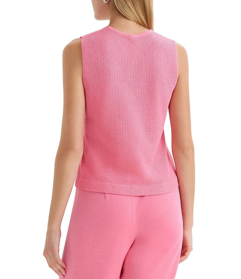 MISOOK Tonal Pointelle Knit V-Neck Sleeveless Tank
