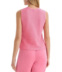 MISOOK Tonal Pointelle Knit V-Neck Sleeveless Tank