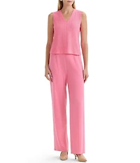 MISOOK Tonal Pointelle Knit V-Neck Sleeveless Tank