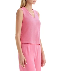 MISOOK Tonal Pointelle Knit V-Neck Sleeveless Tank