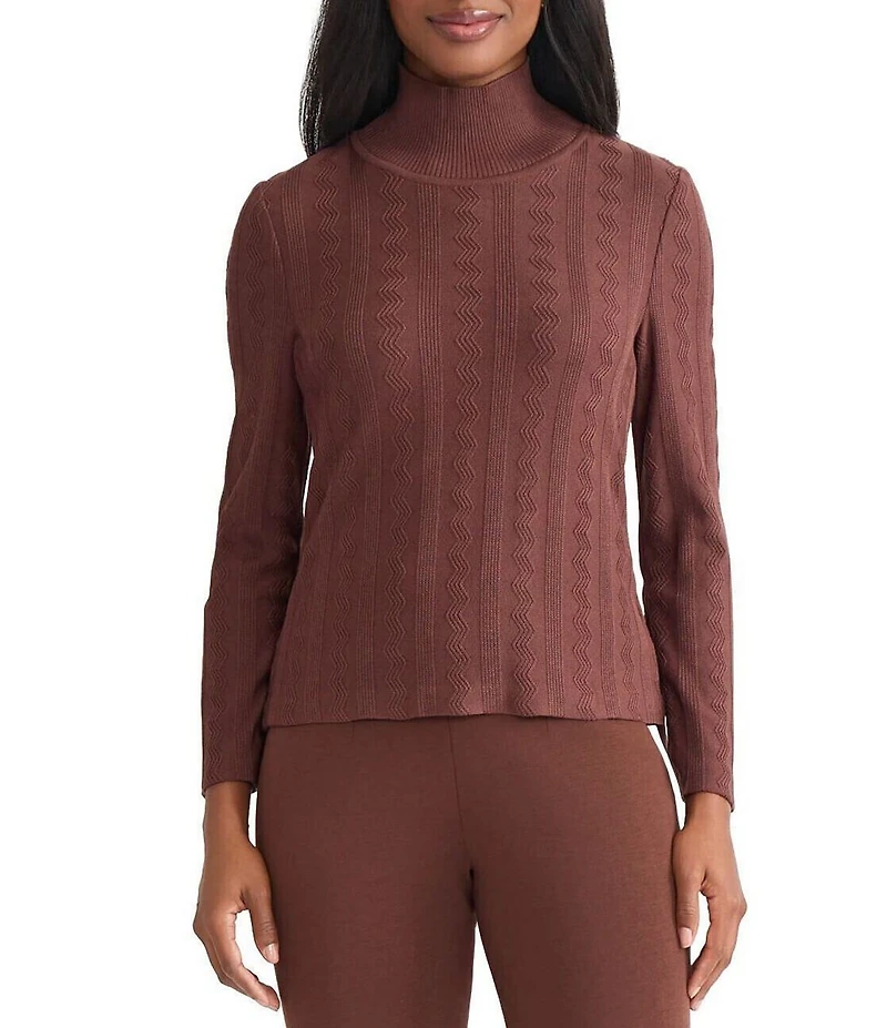 MISOOK Tonal Soft Knit Mock Neck Long Sleeve Top