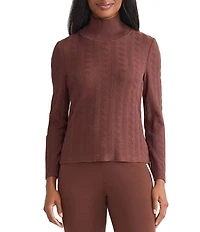 MISOOK Tonal Soft Knit Mock Neck Long Sleeve Top