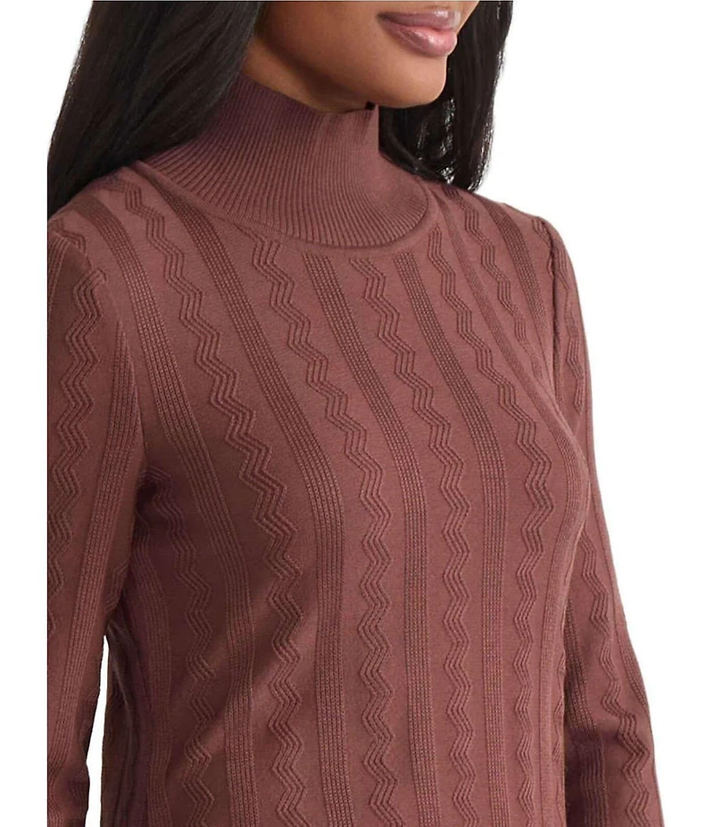 MISOOK Tonal Soft Knit Mock Neck Long Sleeve Top