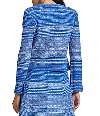 MISOOK Tweed Knit Round Neck Long Sleeve Button Front Jacket