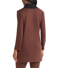 MISOOK Two-Tone Knit Notch Lapel Long Sleeve Jacket