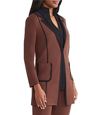 MISOOK Two-Tone Knit Notch Lapel Long Sleeve Jacket