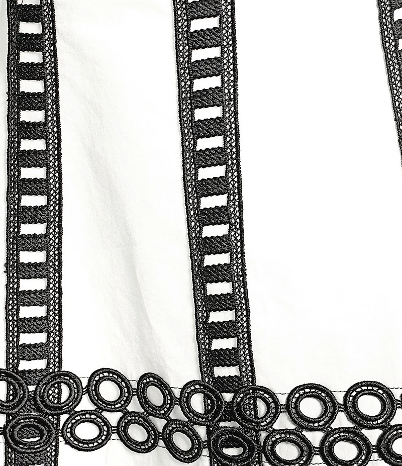 MISOOK Woven Eyelet Lace Contrast Trim Round Neck Sleeveless Fit And Flare Maxi Dress