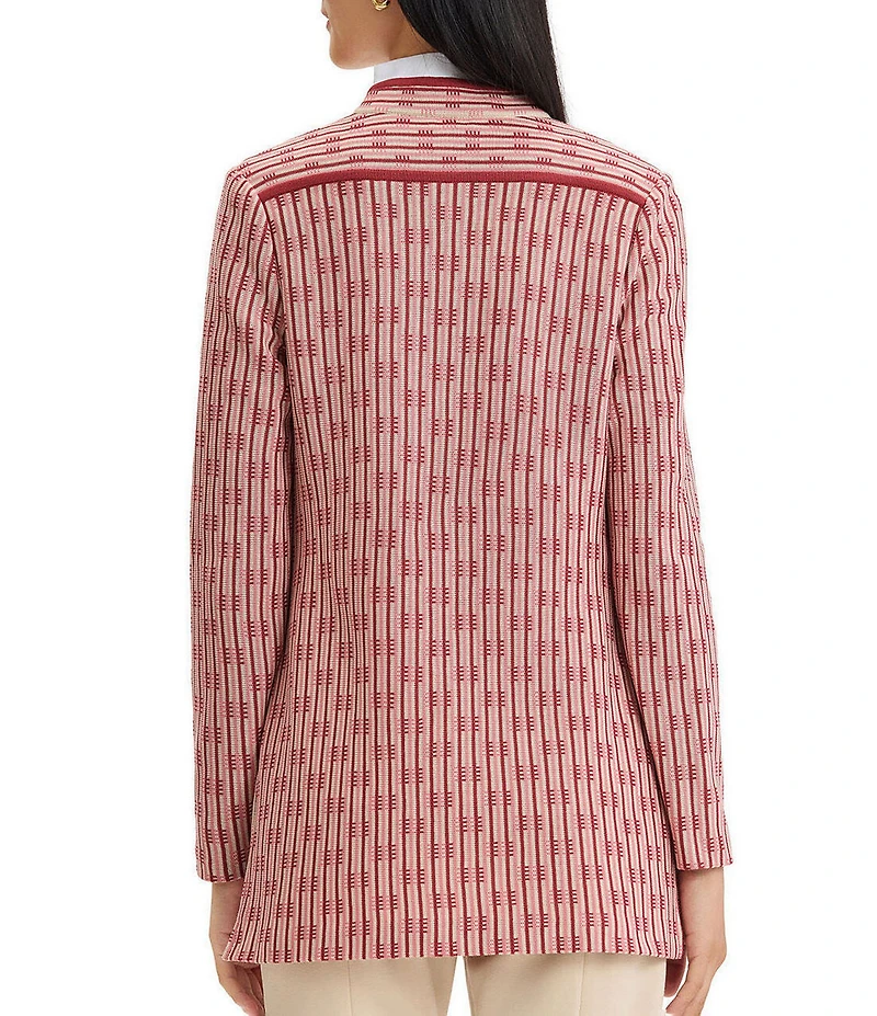 MISOOK Wrinkle-Resistant Knit Striped Inverted Notch Collar Long Sleeve Jacket
