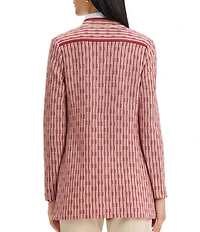 MISOOK Wrinkle-Resistant Knit Striped Inverted Notch Collar Long Sleeve Jacket