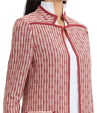 MISOOK Wrinkle-Resistant Knit Striped Inverted Notch Collar Long Sleeve Jacket