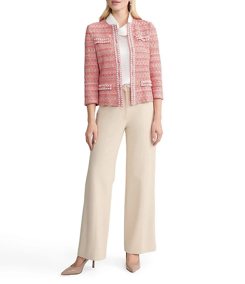 MISOOK Wrinkle-Resistant Knit Whipstitch Trim Jacket