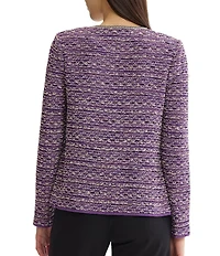 MISOOK Wrinkle-Resistant Lurex Eyelash Ribbon Knit Round Neck Long Sleeve Jacket
