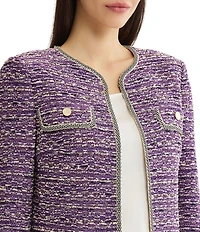 MISOOK Wrinkle-Resistant Lurex Eyelash Ribbon Knit Round Neck Long Sleeve Jacket