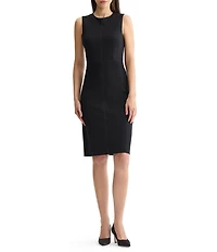 MISOOK Wrinkle-Resistant Luxe Stretch Ponte Round Neck Sleeveless Coordinating Sheath Dress