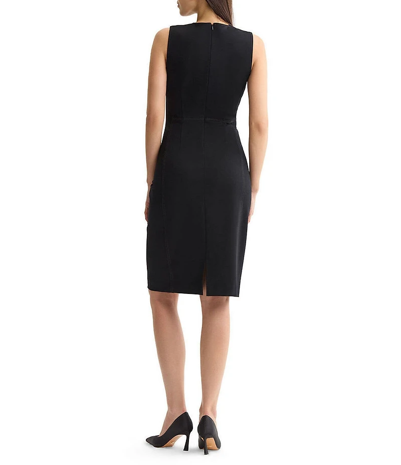 MISOOK Wrinkle-Resistant Luxe Stretch Ponte Round Neck Sleeveless Coordinating Sheath Dress