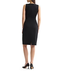 MISOOK Wrinkle-Resistant Luxe Stretch Ponte Round Neck Sleeveless Coordinating Sheath Dress