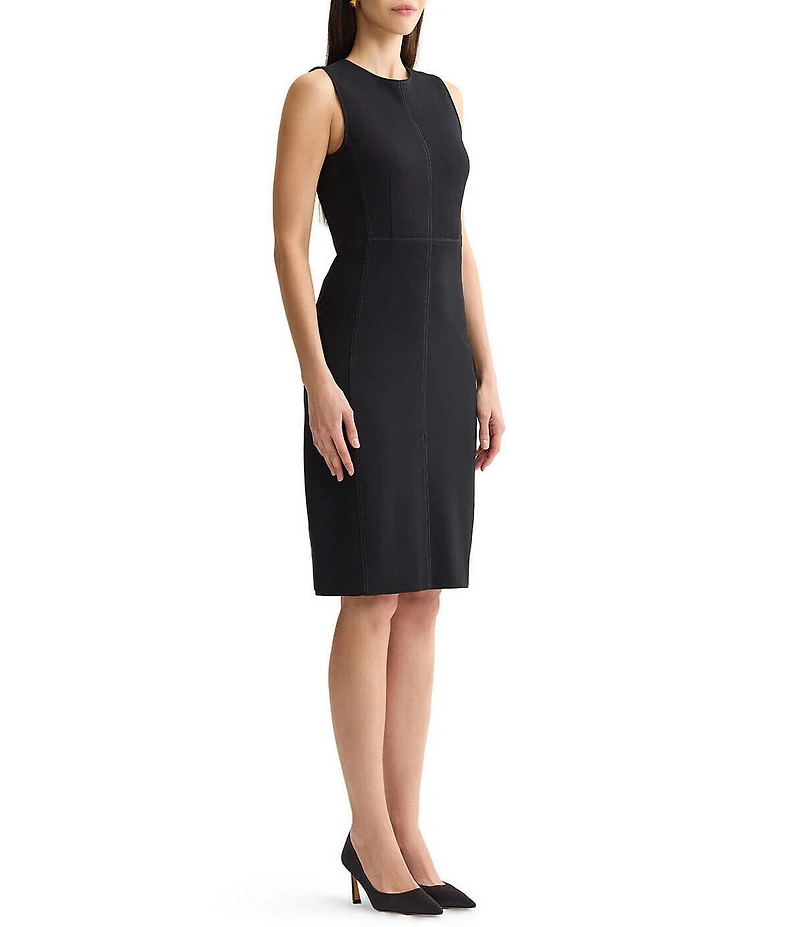 MISOOK Wrinkle-Resistant Luxe Stretch Ponte Round Neck Sleeveless Coordinating Sheath Dress