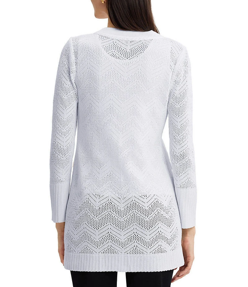 MISOOK Wrinkle-Resistant Pointelle Braided Trim Knit Cardigan