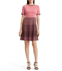 MISOOK Wrinkle-Resistant Soft Knit Solid Stripe Fit & Flare Dress