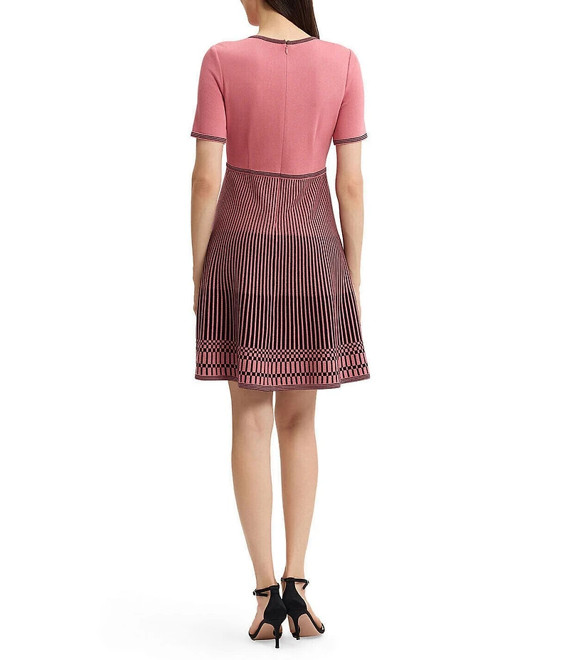 MISOOK Wrinkle-Resistant Soft Knit Solid Stripe Fit & Flare Dress