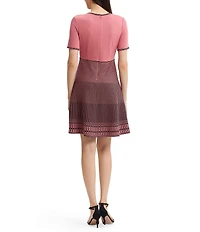 MISOOK Wrinkle-Resistant Soft Knit Solid Stripe Fit & Flare Dress