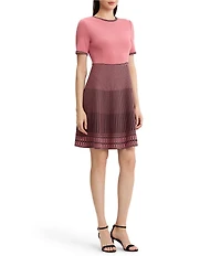 MISOOK Wrinkle-Resistant Soft Knit Solid Stripe Fit & Flare Dress