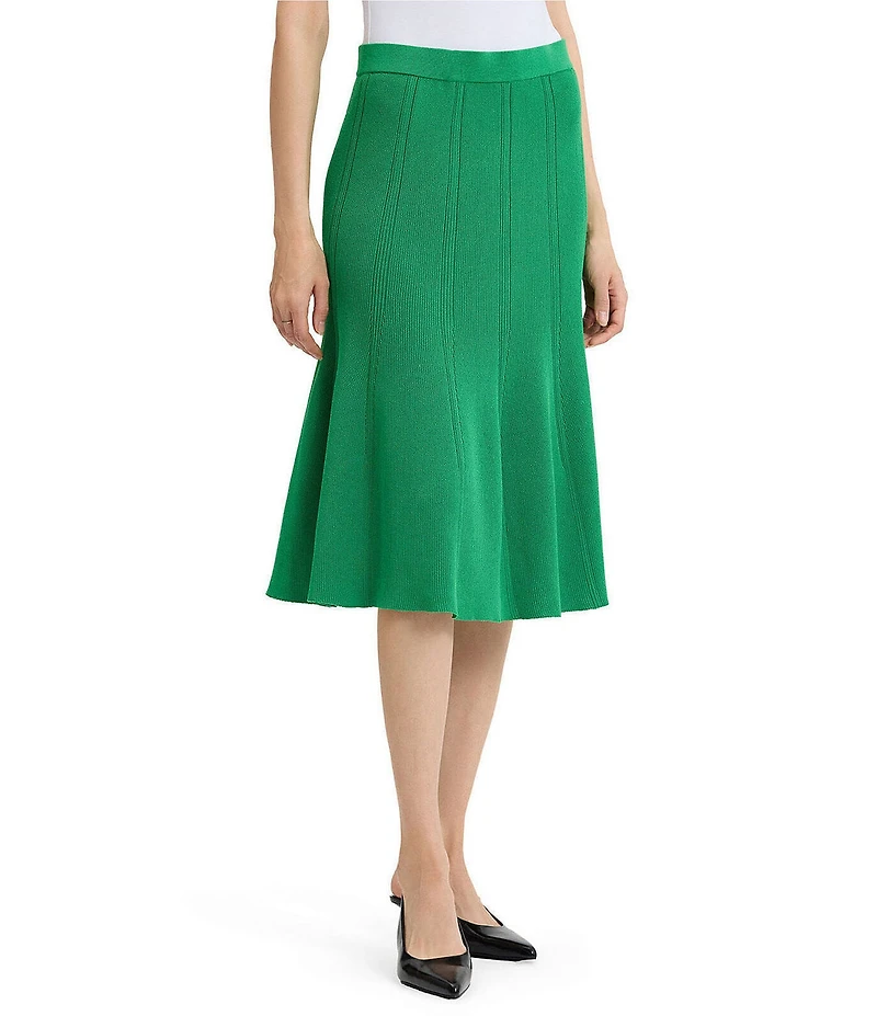 MISOOK Wrinkle-Resistant Soft Tonal Knit Flare Hem Coordinating Pull-On Skirt