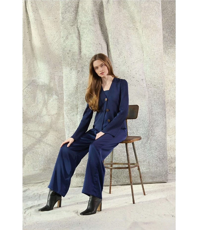 MISOOK x Lani Lynn Crepe De Chine High Rise Wide Leg Pants