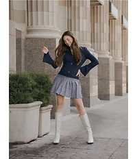 MISOOK x Lani Lynn Pleated Knit Drop Waist Mini Skirt