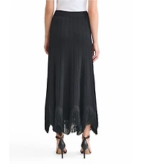 MISOOK x Lani Lynn Coordinating Ribbed Knit Elastic Waist Asymmetrical Fringe Hem Maxi Skirt