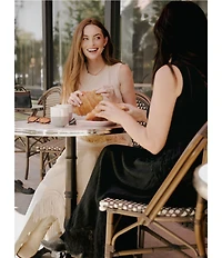 MISOOK x Lani Lynn Coordinating Ribbed Knit Elastic Waist Asymmetrical Fringe Hem Maxi Skirt