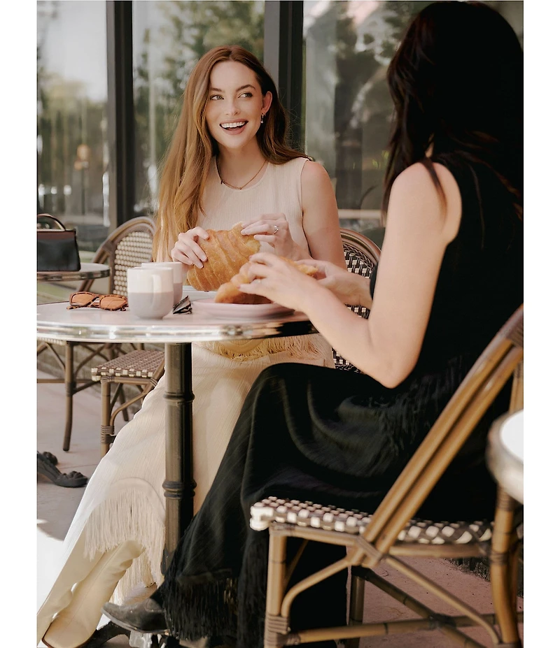 MISOOK x Lani Lynn Ribbed knit Round Neck Sleeveless Fringe Hem Tank