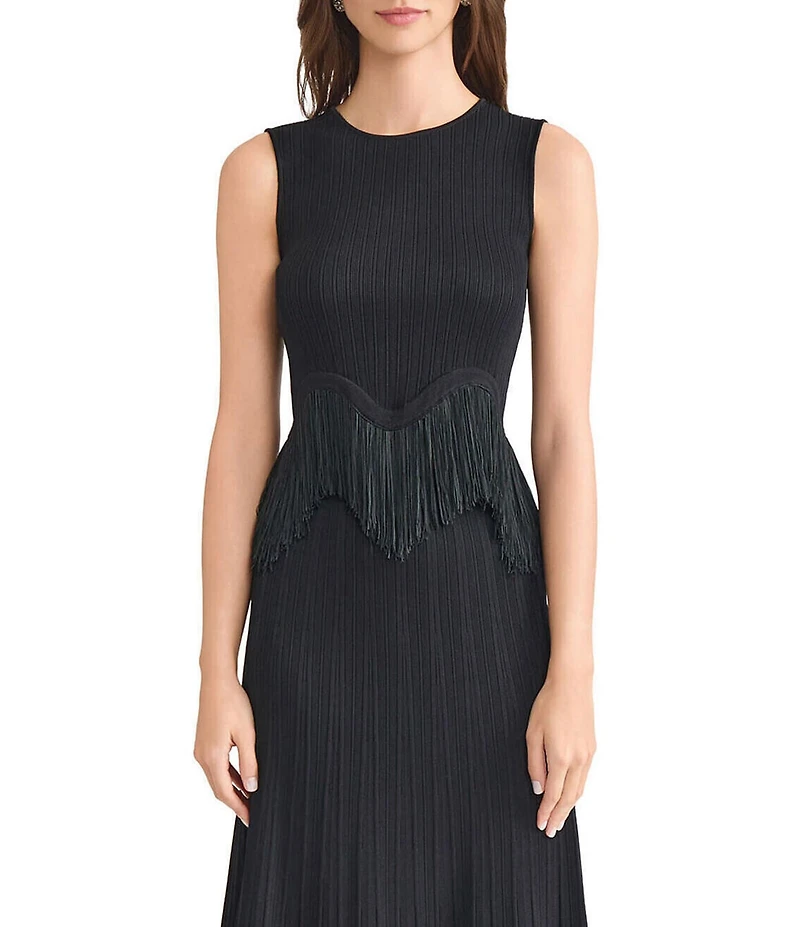 MISOOK x Lani Lynn Ribbed knit Round Neck Sleeveless Fringe Hem Tank