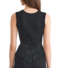 MISOOK x Lani Lynn Ribbed knit Round Neck Sleeveless Fringe Hem Tank